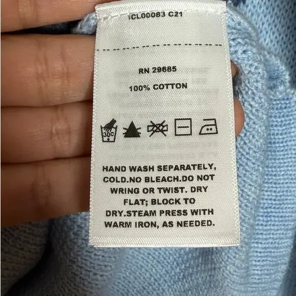 Pendleton Woolen Mills Light Blue Aztec Sweater Top Pullover Cotton Size Medium - Picture 10 of 11